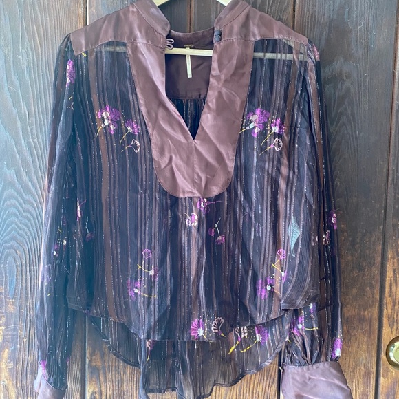 Free People Flowy Sheer Flower Blouse - Picture 6 of 7